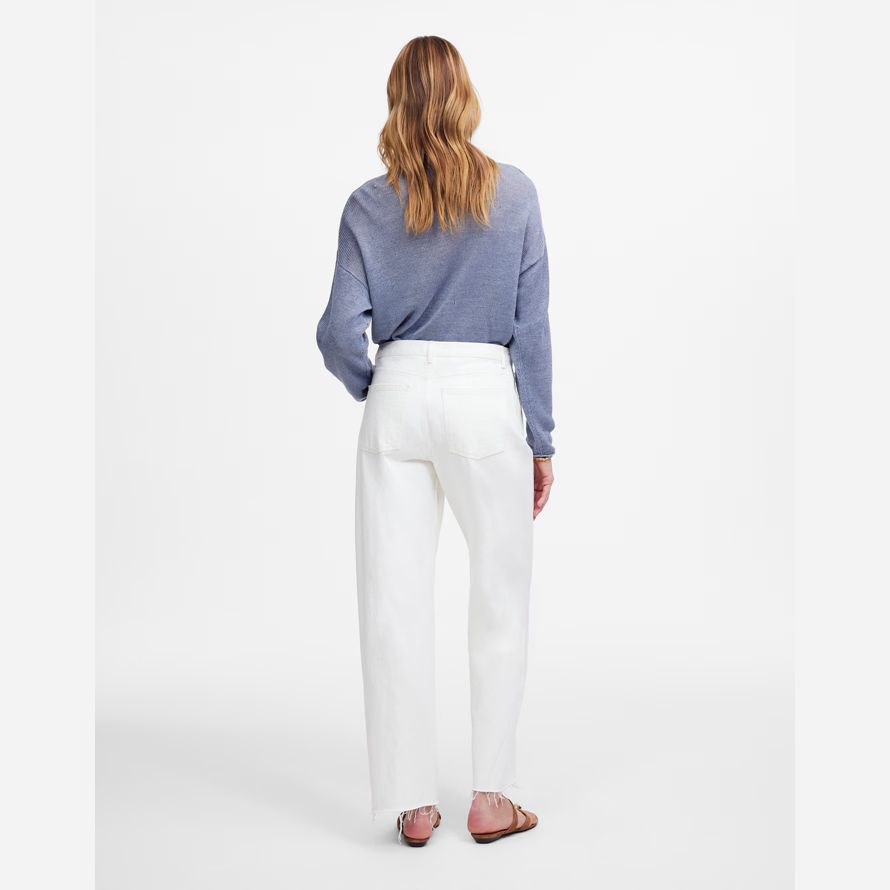 womens madewell pieced barrel-leg jeans white