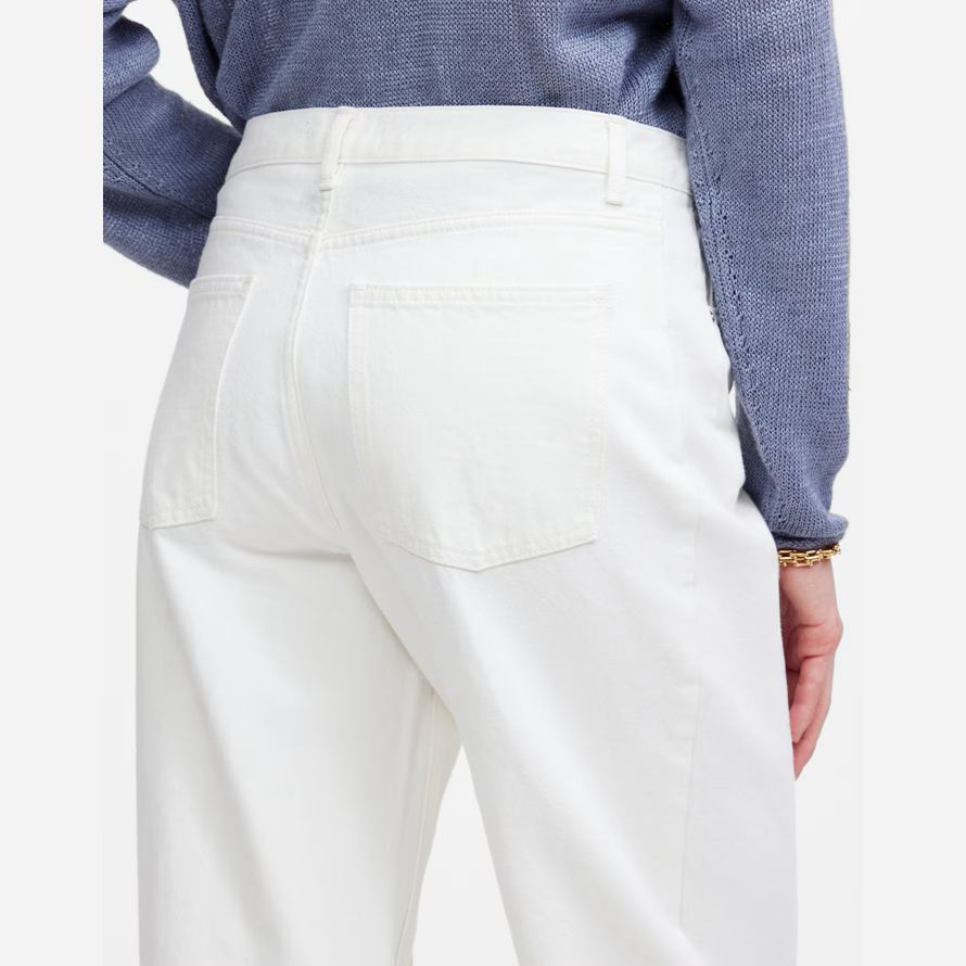 womens madewell pieced barrel-leg jeans white