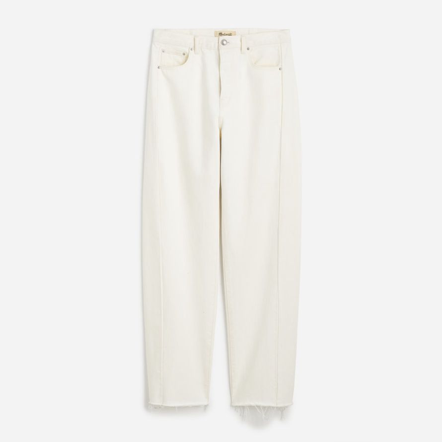 womens madewell pieced barrel-leg jeans white