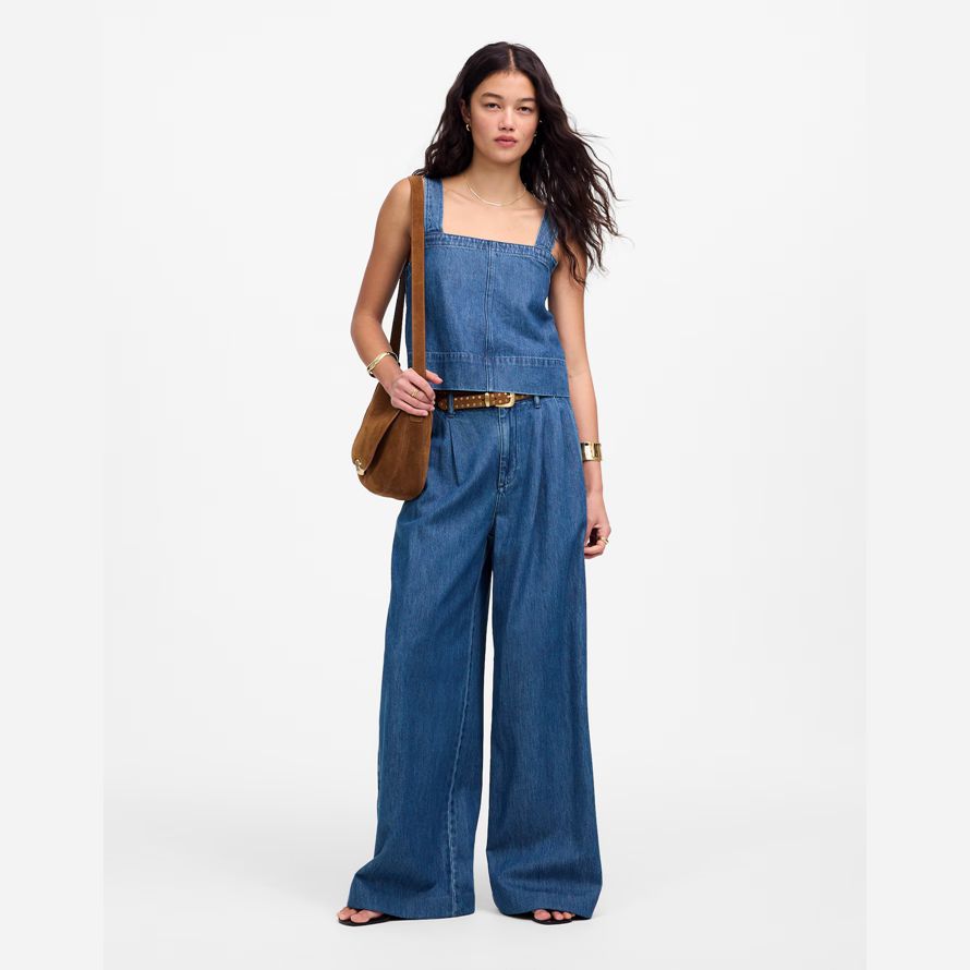 blue womens madewell the harlow superwide-leg jeans