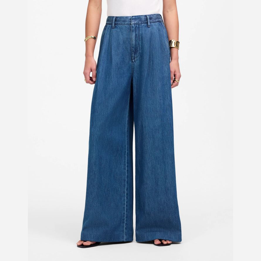 blue womens madewell the harlow superwide-leg jeans