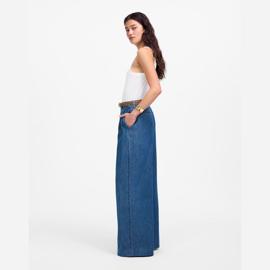 blue womens madewell the harlow superwide-leg jeans
