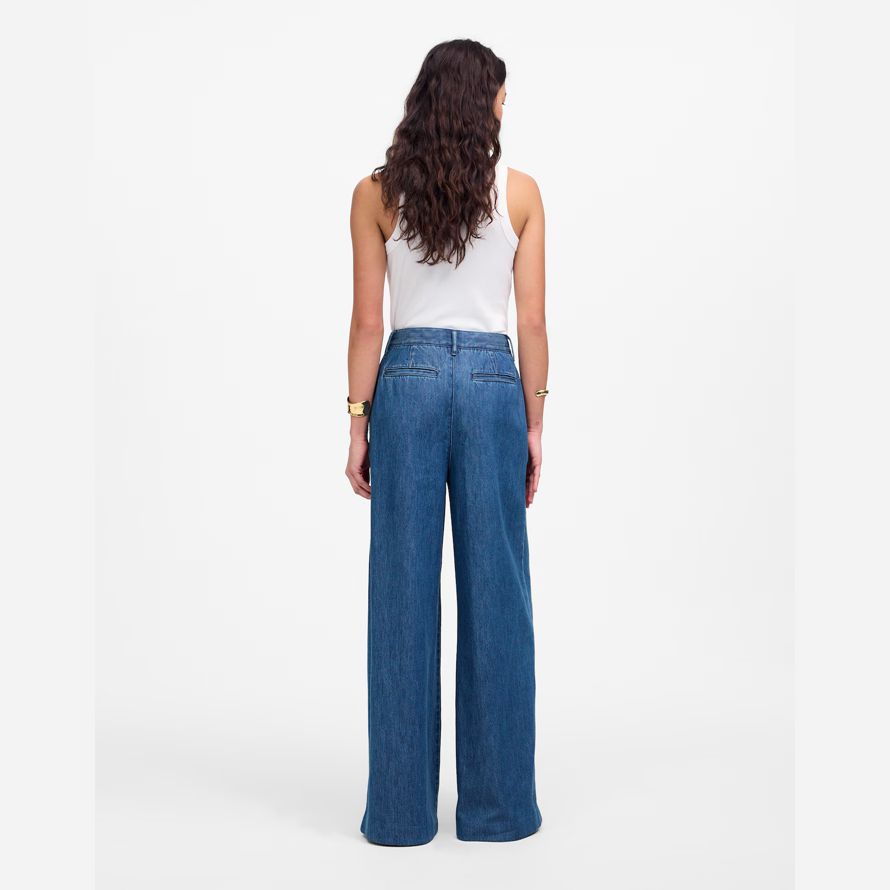 blue womens madewell the harlow superwide-leg jeans