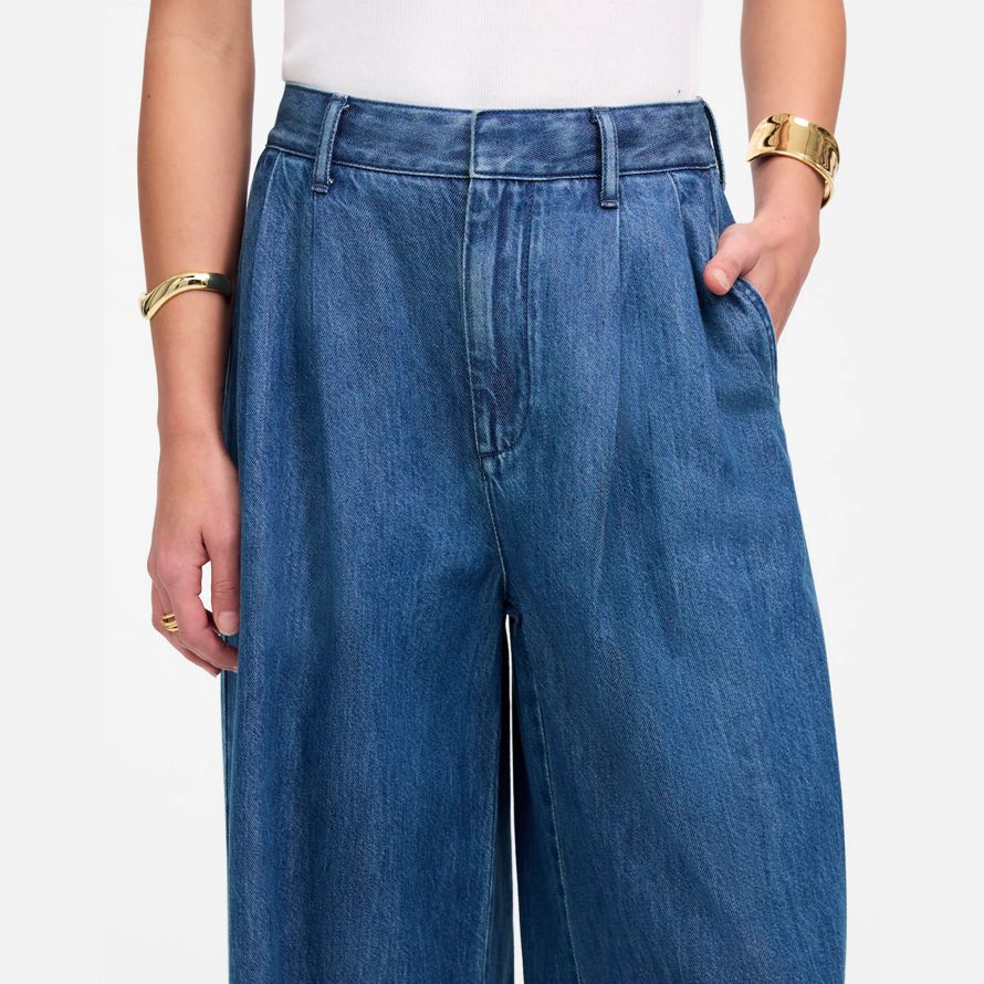 blue womens madewell the harlow superwide-leg jeans
