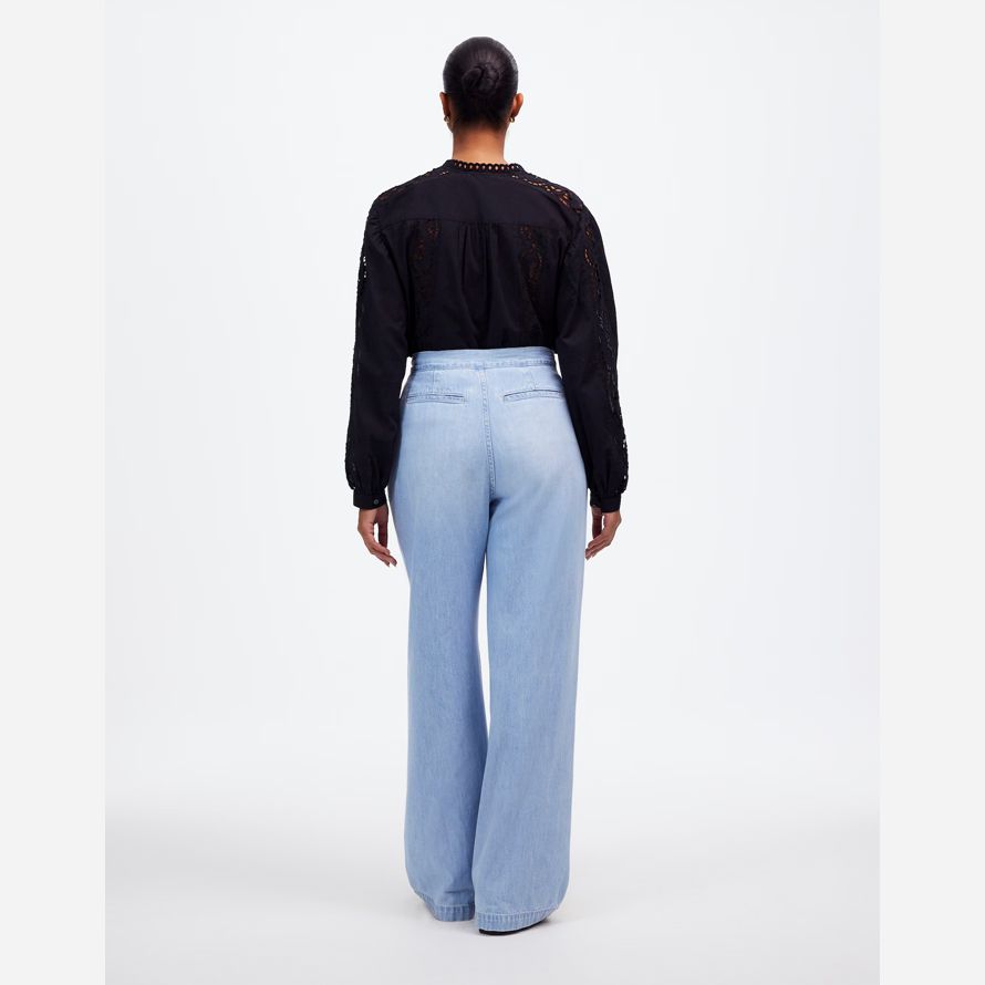 womens madewell the curvy harlow wide-leg jeans light blue