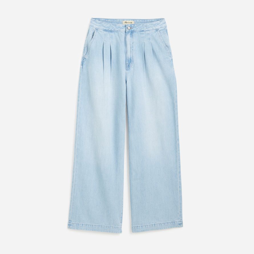 womens madewell the curvy harlow wide-leg jeans light blue