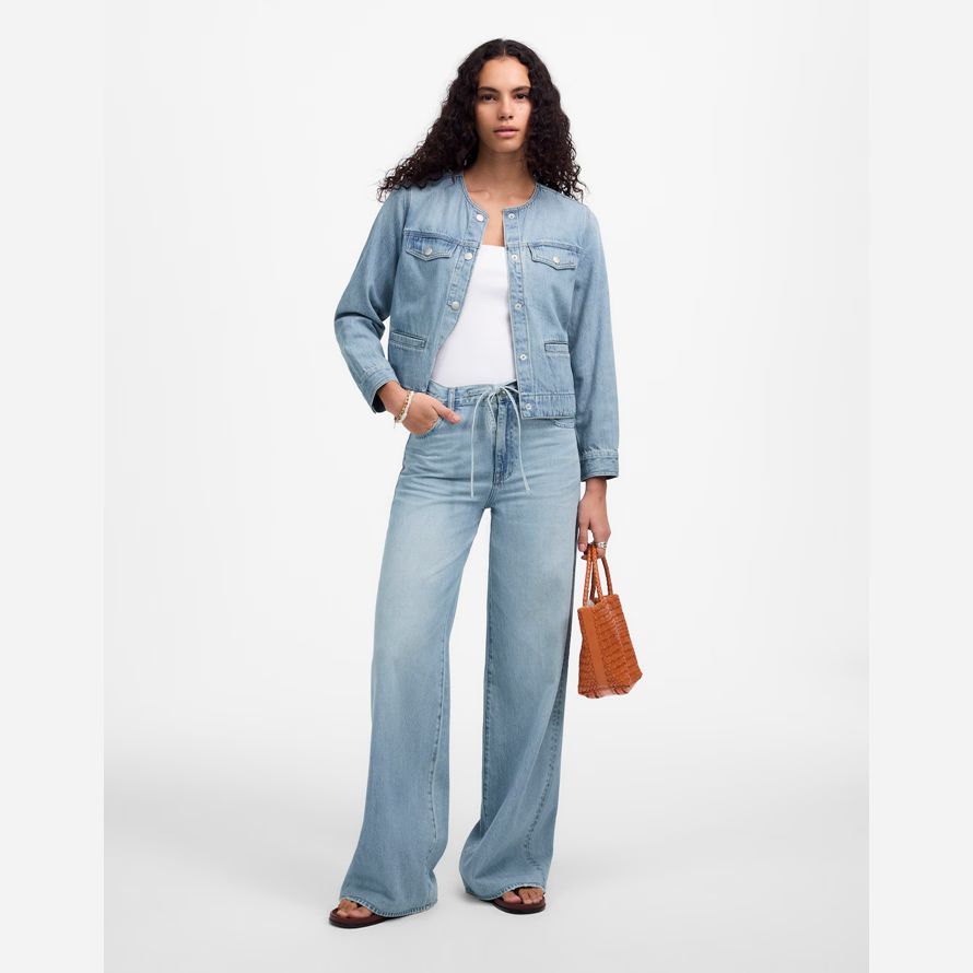 womens madewell superwide-leg jeans blue