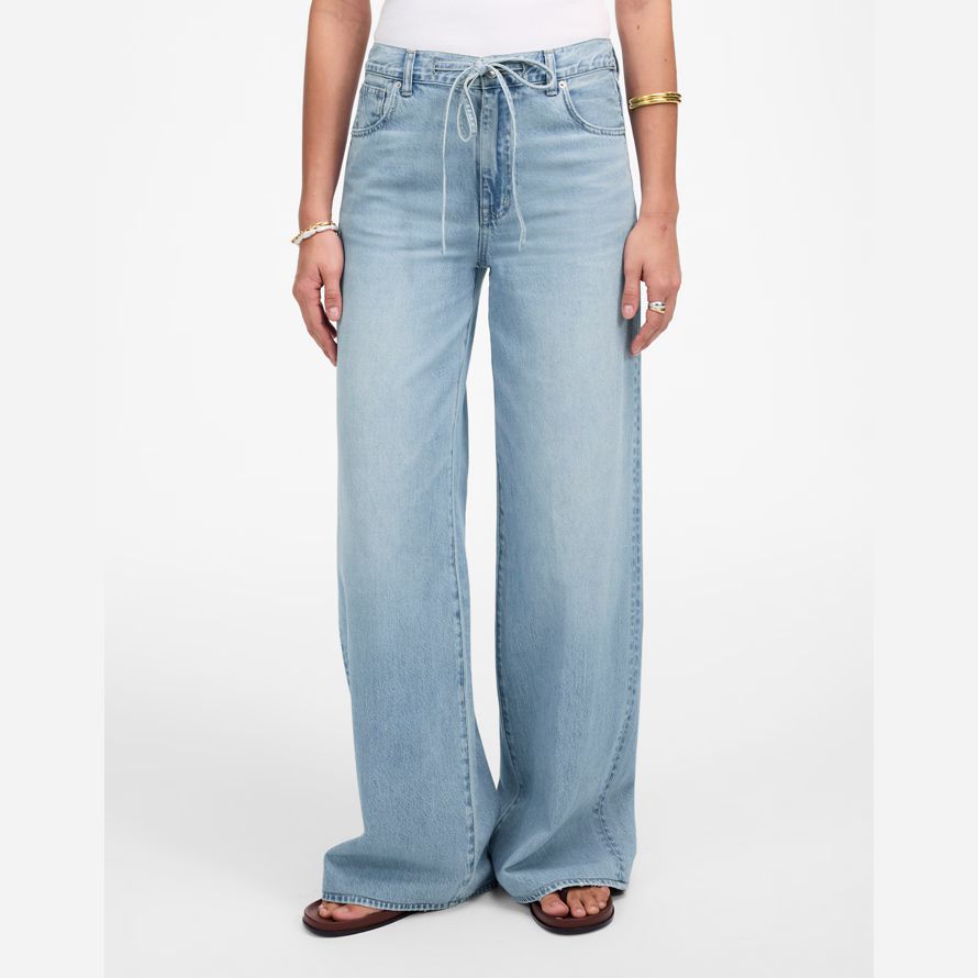 womens madewell superwide-leg jeans blue