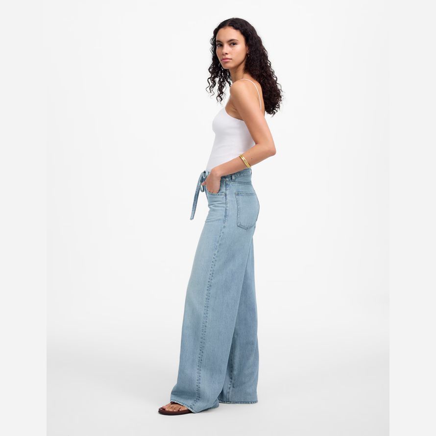womens madewell superwide-leg jeans blue