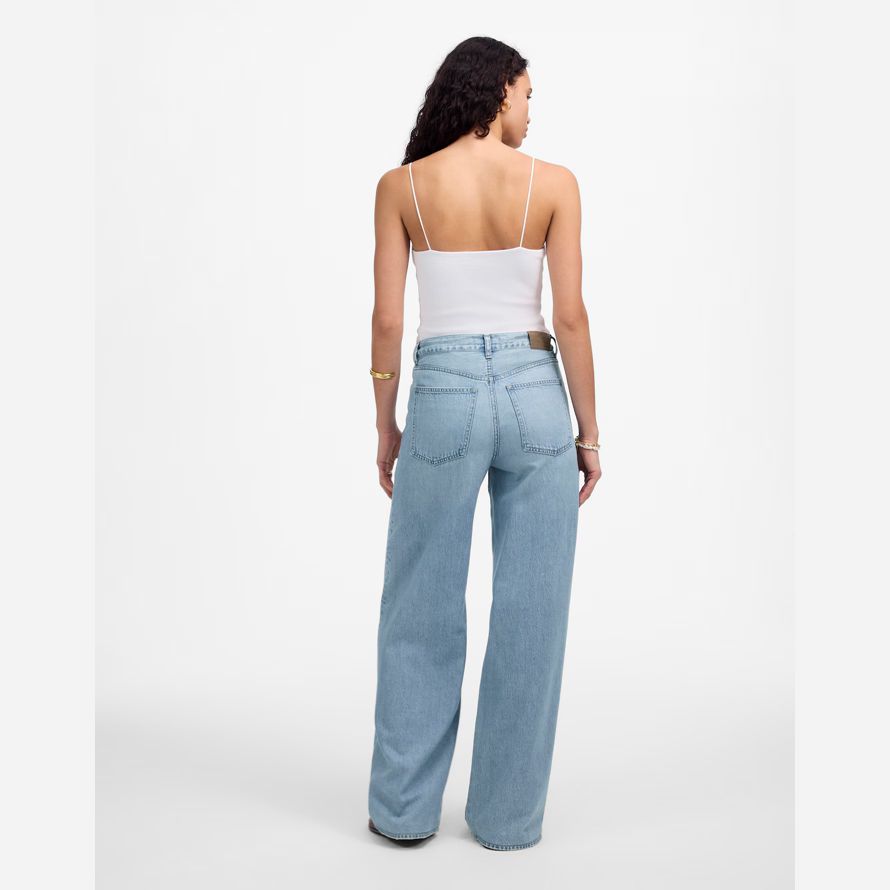 womens madewell superwide-leg jeans blue