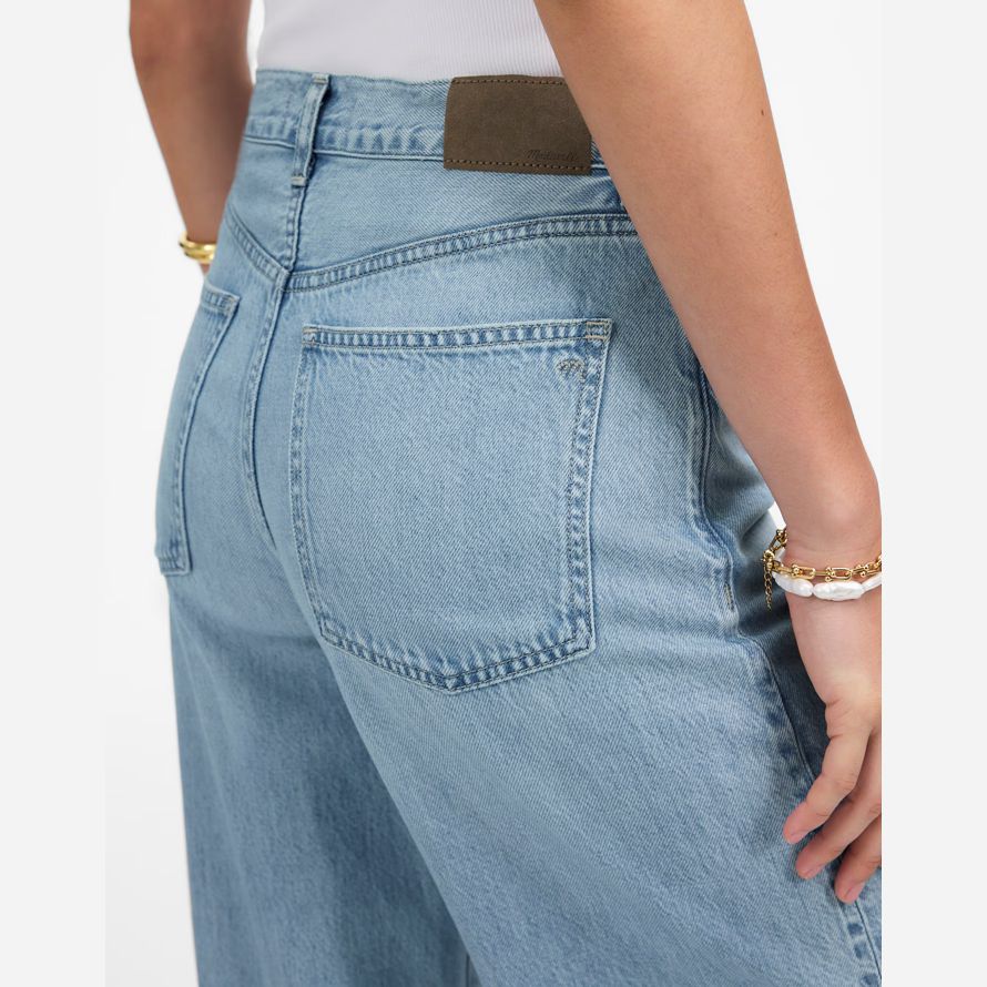 womens madewell superwide-leg jeans blue