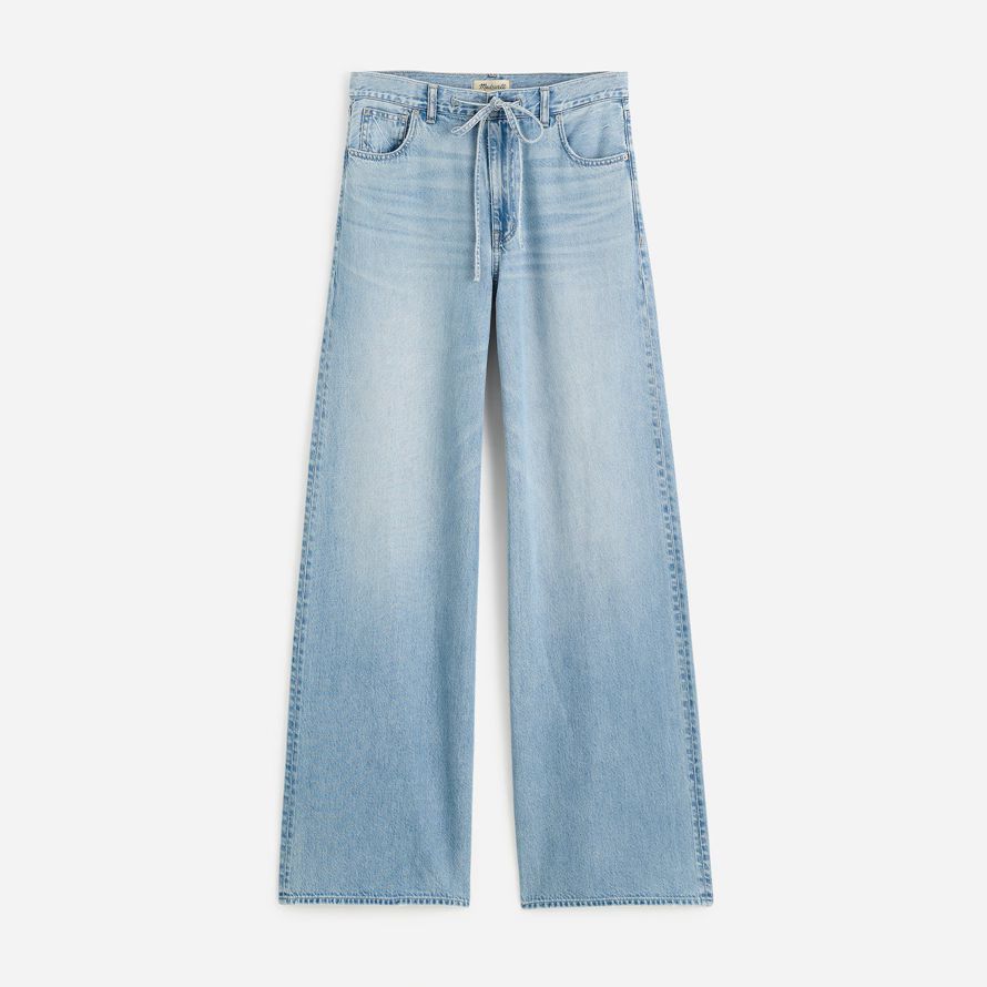 womens madewell superwide-leg jeans blue