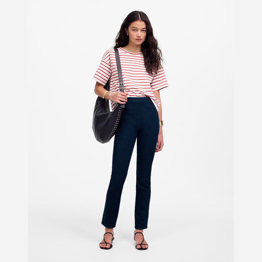 madewell slim crop wash womens jeans navy