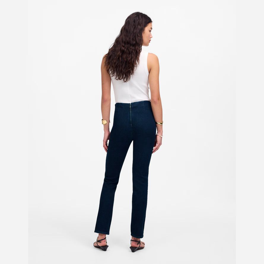 madewell slim crop wash womens jeans navy