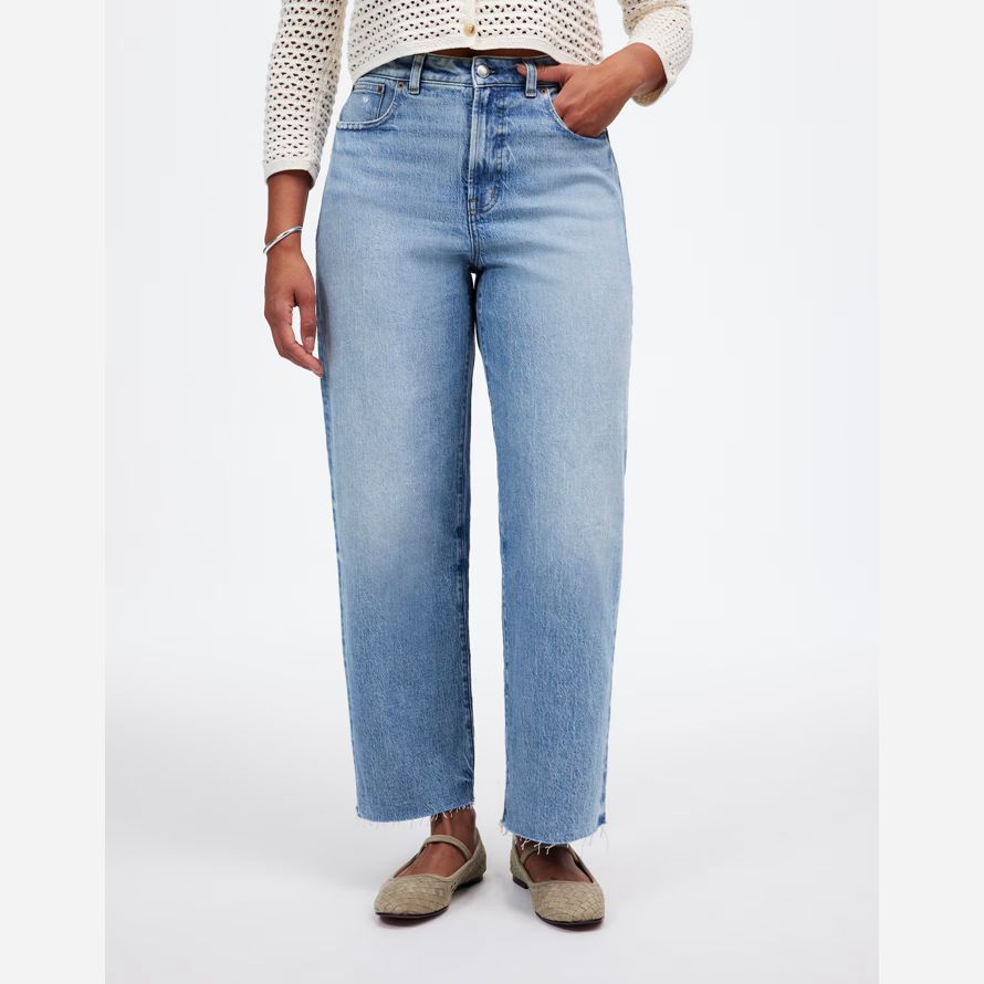 womens madewell the curvy perfect vintage wide-leg crop jeans blue