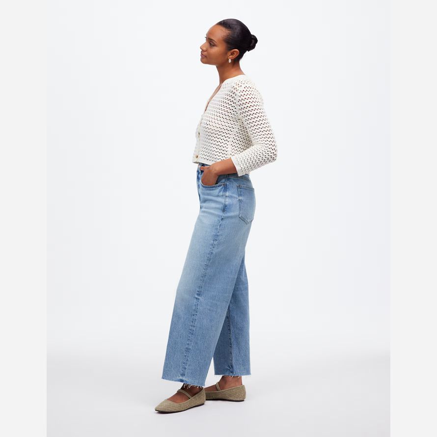 womens madewell the curvy perfect vintage wide-leg crop jeans blue