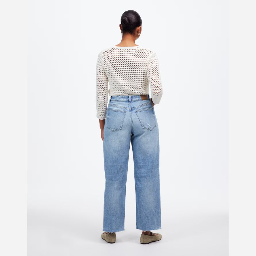 womens madewell the curvy perfect vintage wide-leg crop jeans blue