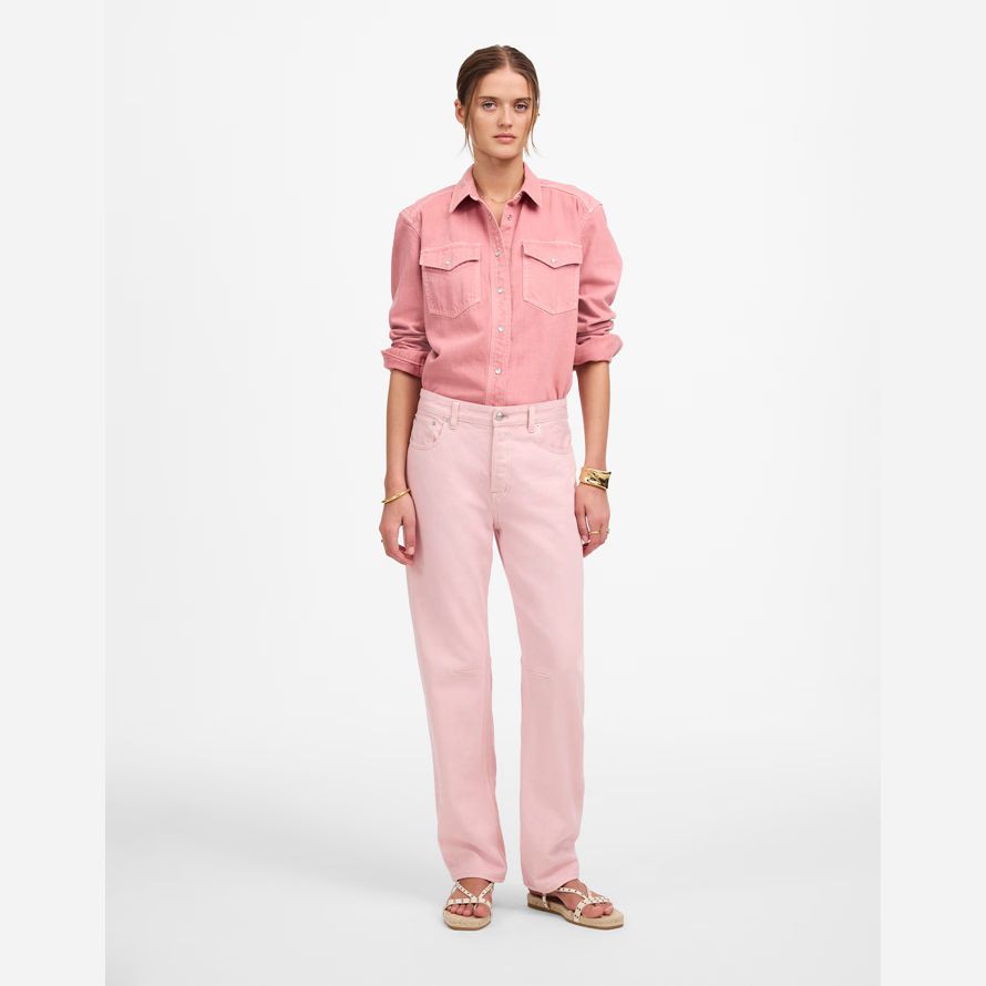 madewell the darted barrel-leg womens jeans pink