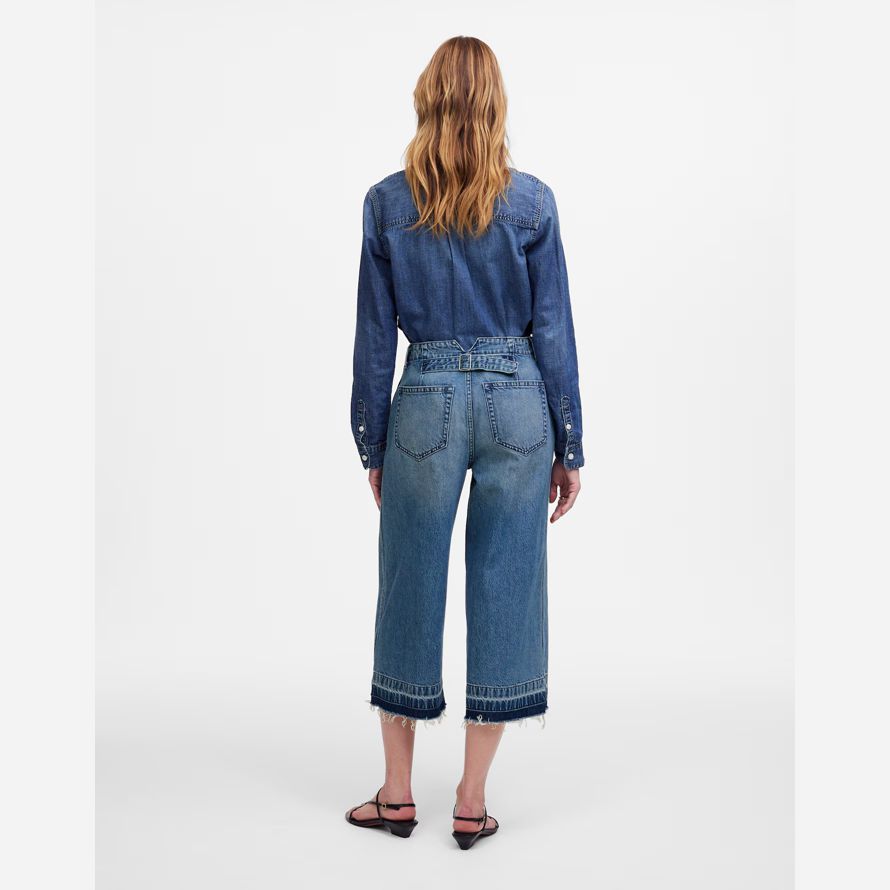 blue womens madewell denim culottes jeans