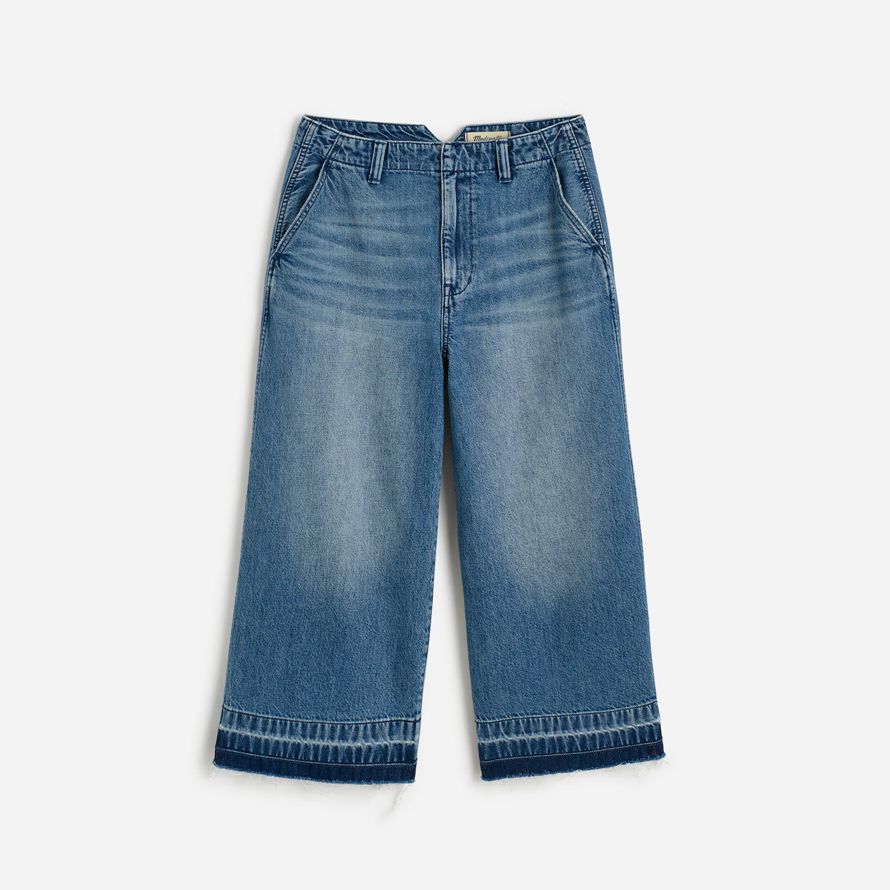 blue womens madewell denim culottes jeans