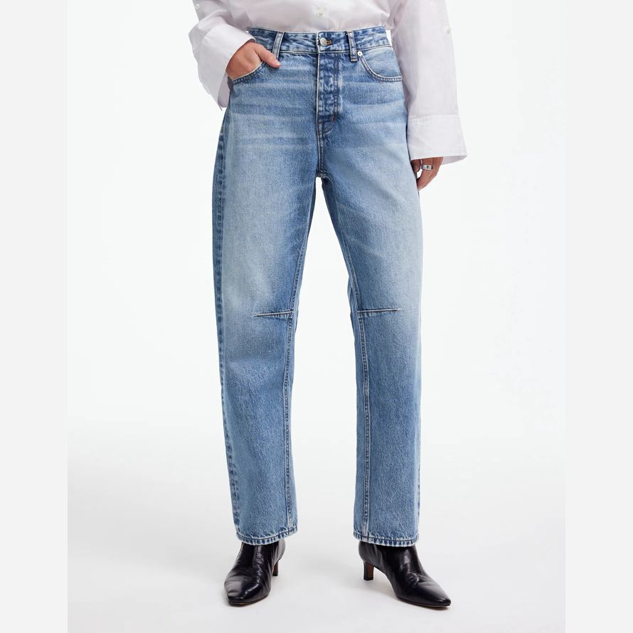 blue madewell the darted barrel-leg womens jeans