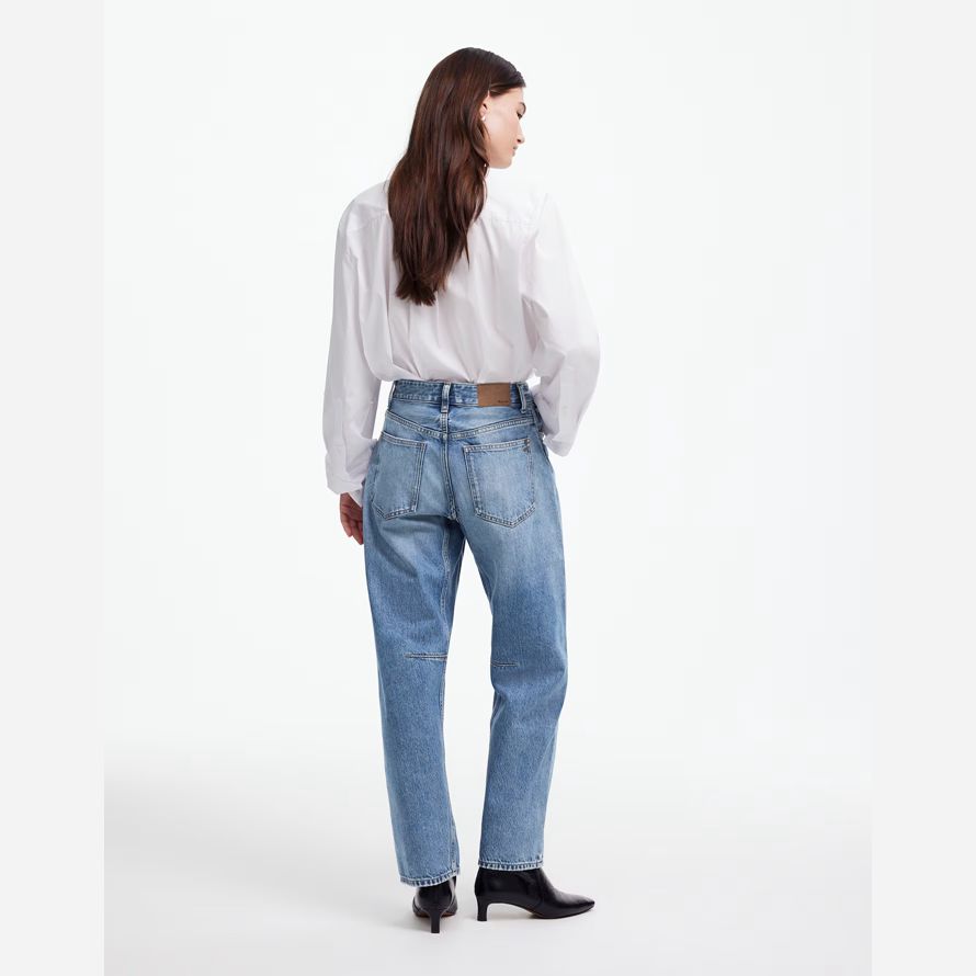 blue madewell the darted barrel-leg womens jeans