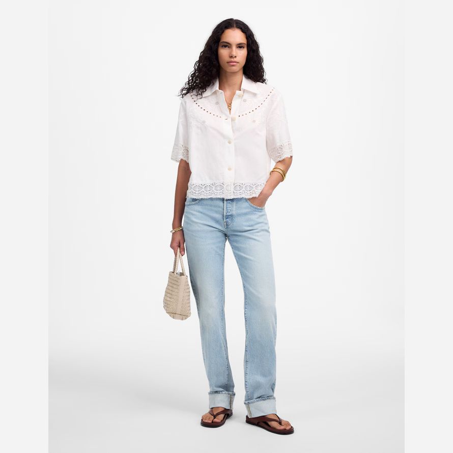 madewell the dean easy straight womens jeans light blue