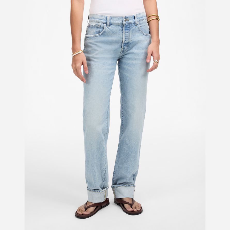 madewell the dean easy straight womens jeans light blue