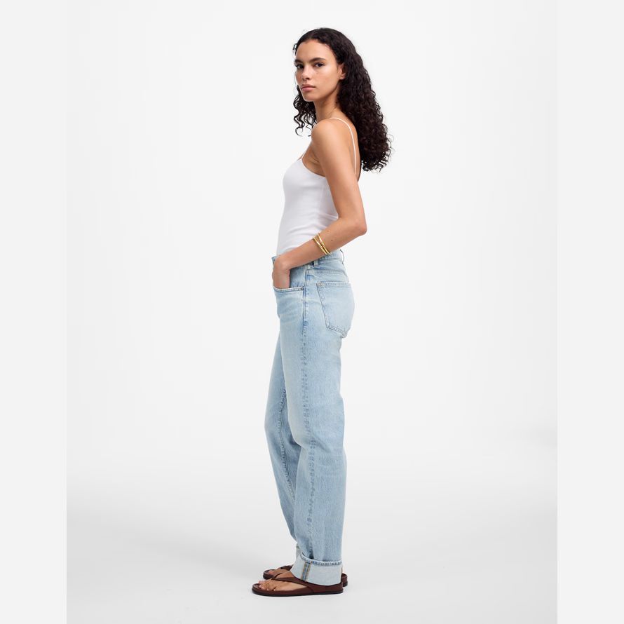 madewell the dean easy straight womens jeans light blue