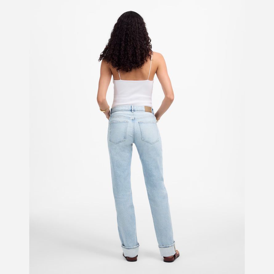 madewell the dean easy straight womens jeans light blue