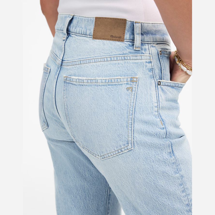madewell the dean easy straight womens jeans light blue