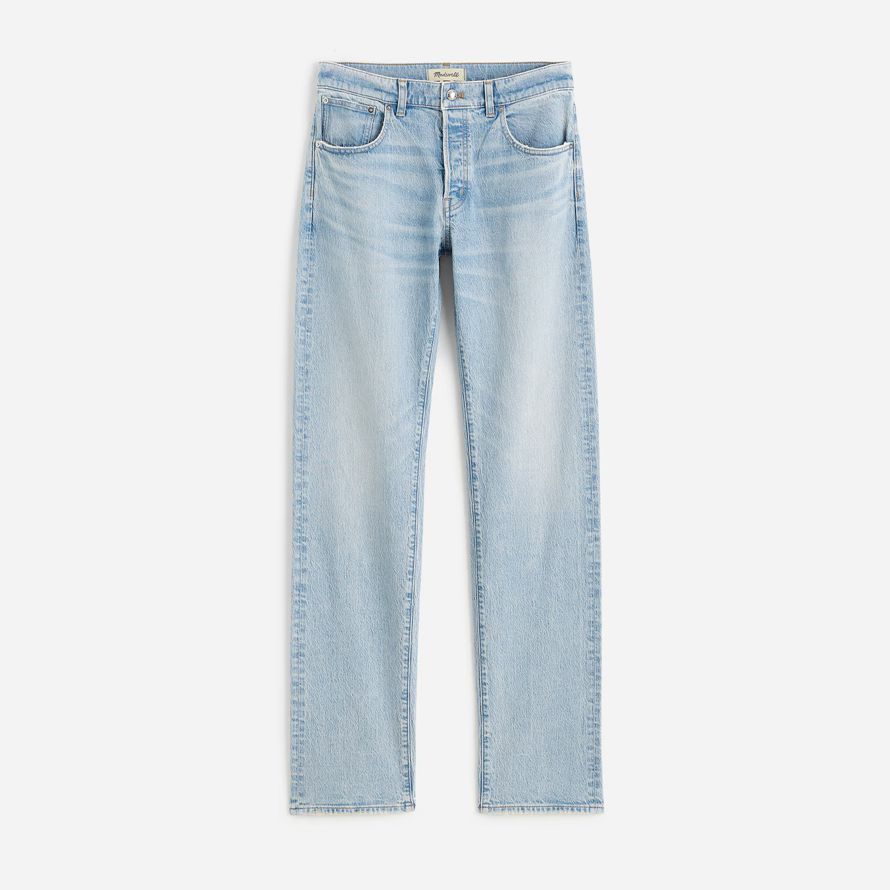 madewell the dean easy straight womens jeans light blue