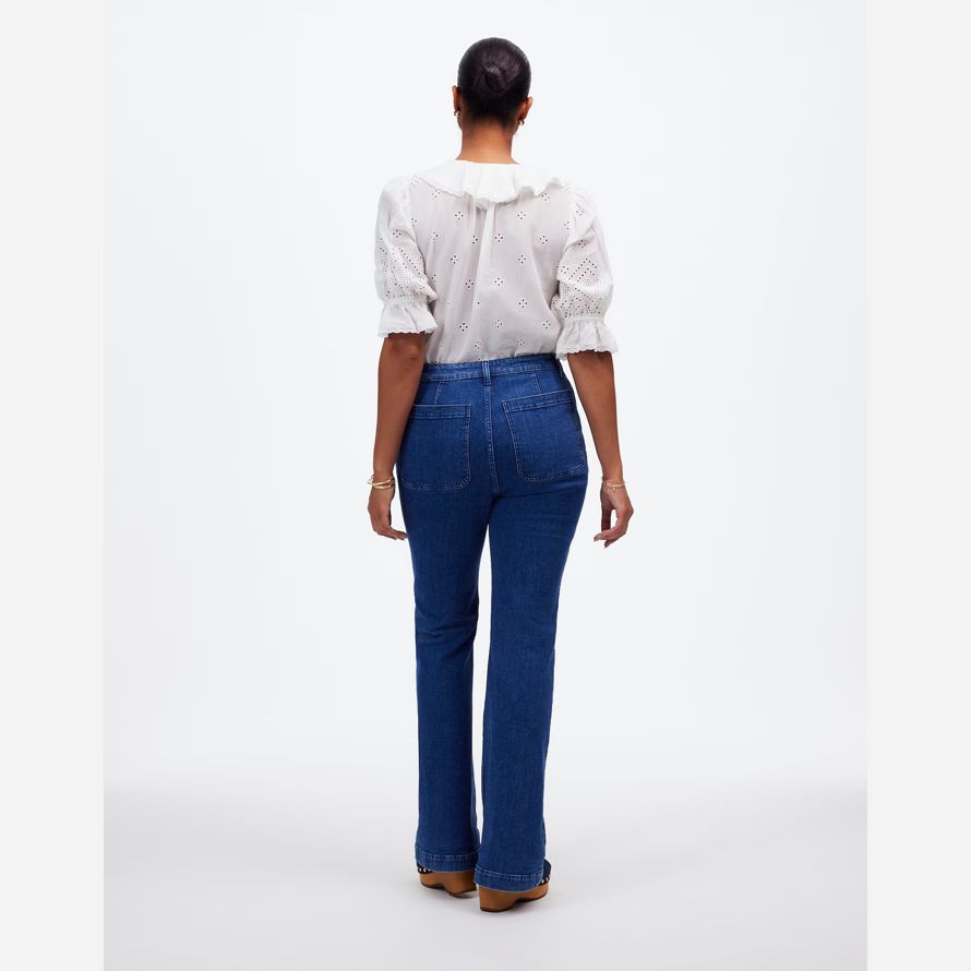 blue womens madewell curvy flea market flare jeans