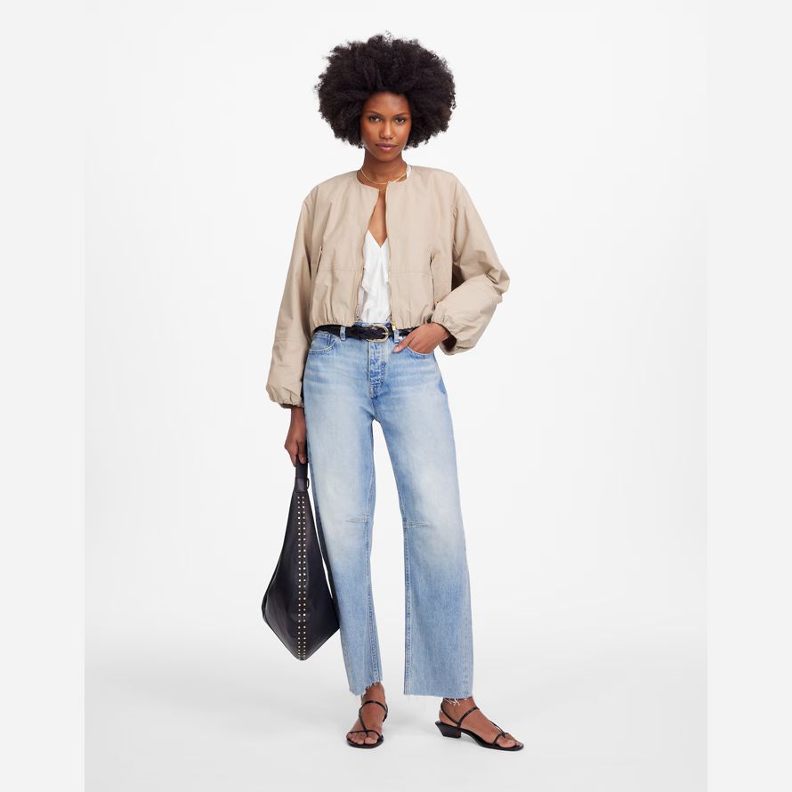 madewell the darted barrel-leg womens jeans light blue