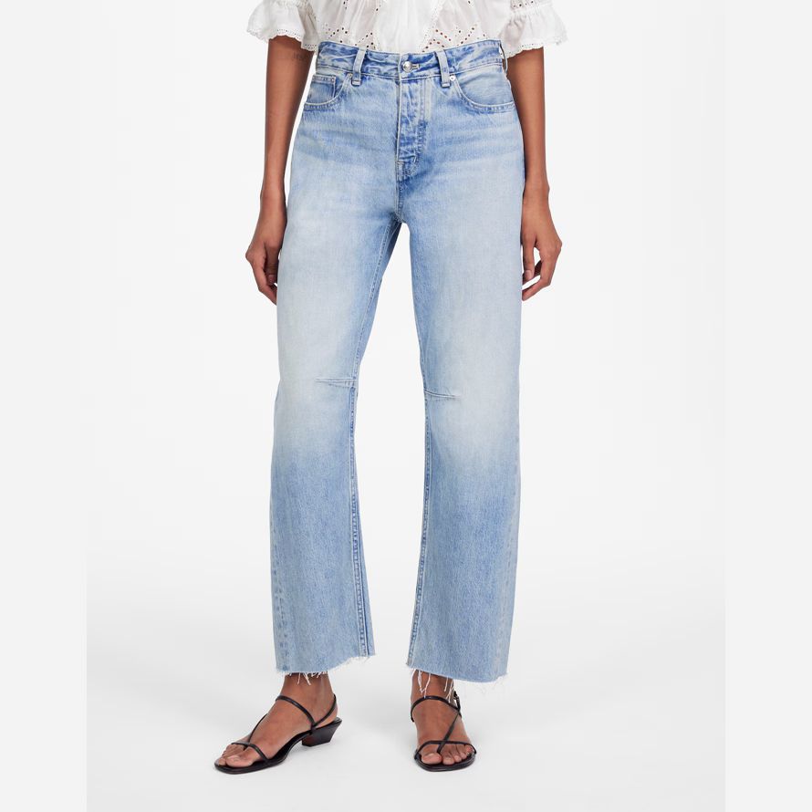 madewell the darted barrel-leg womens jeans light blue