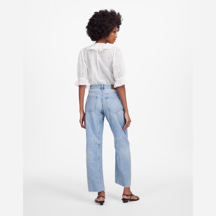 madewell the darted barrel-leg womens jeans light blue