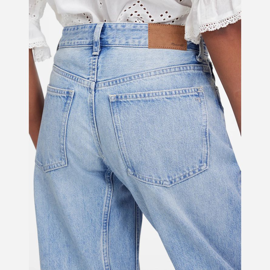 madewell the darted barrel-leg womens jeans light blue
