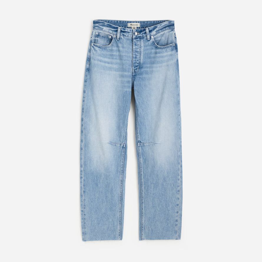 madewell the darted barrel-leg womens jeans light blue