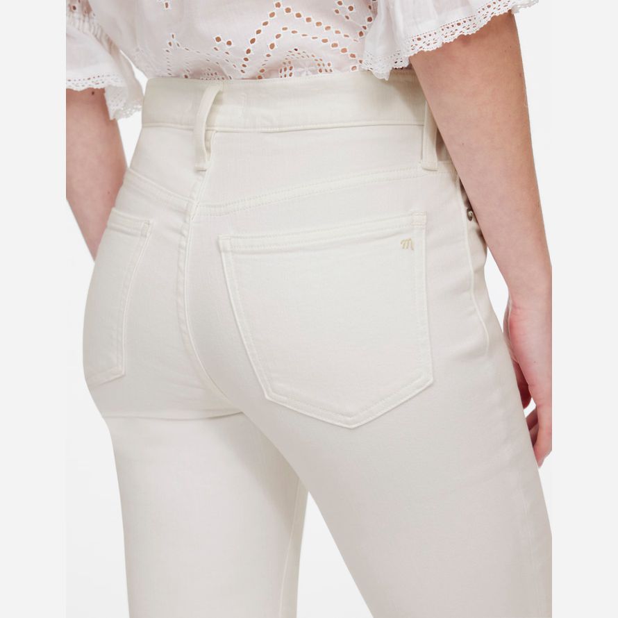 cream womens madewell kick out crop jeans