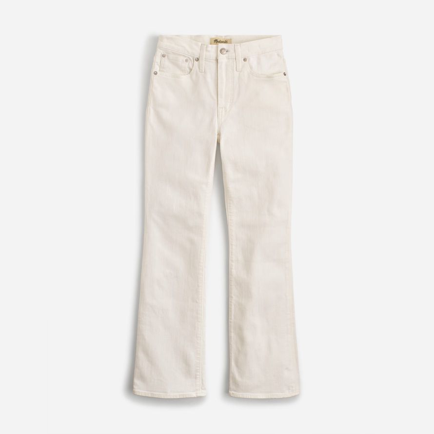 cream womens madewell kick out crop jeans