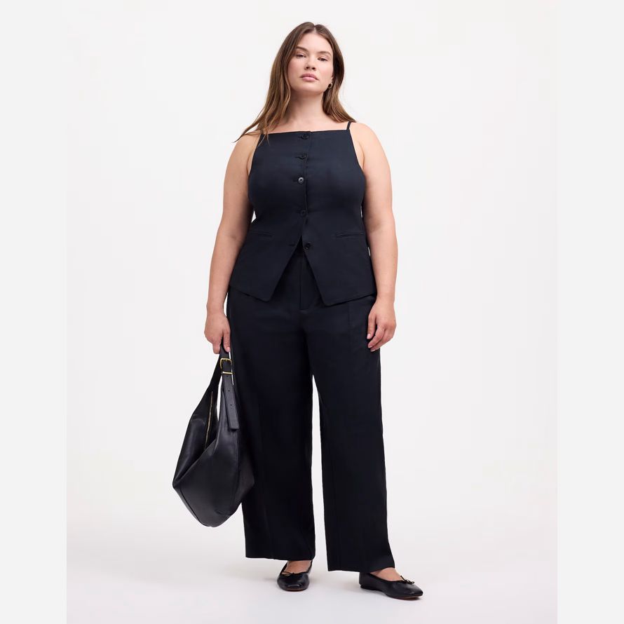 madewell plus slouchy straight womens pants black