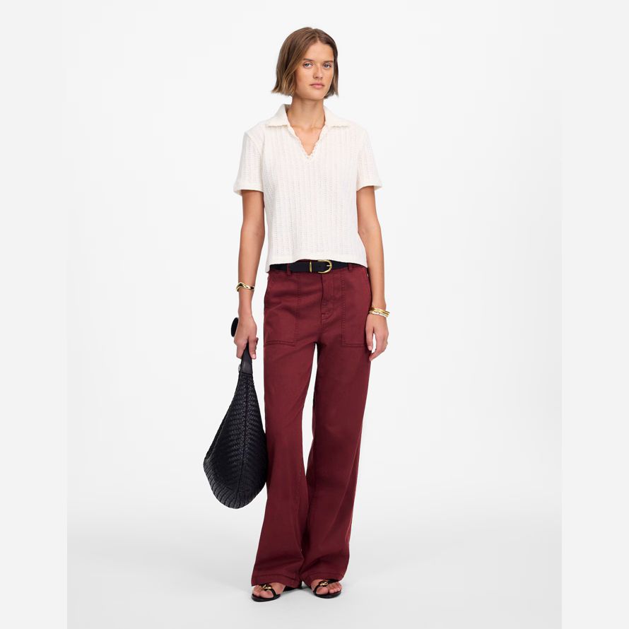 burgundy womens madewell low-slung baggy utility pants