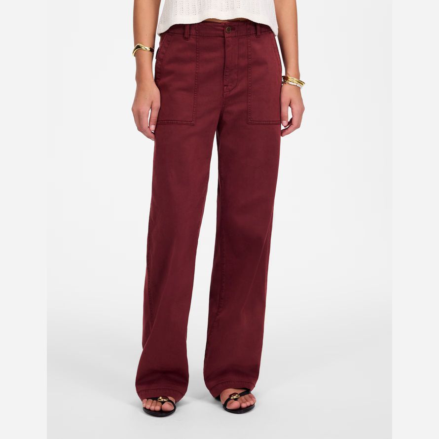 burgundy womens madewell low-slung baggy utility pants