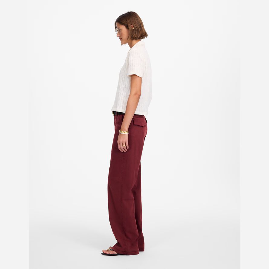 burgundy womens madewell low-slung baggy utility pants
