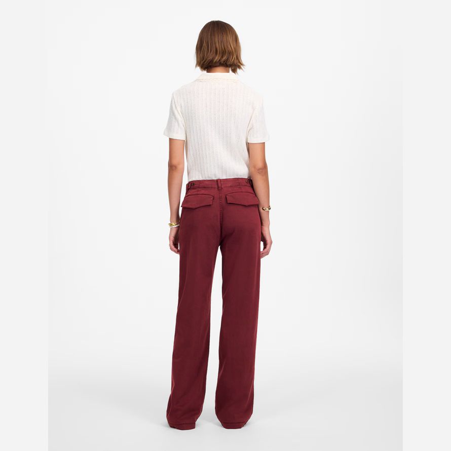 burgundy womens madewell low-slung baggy utility pants