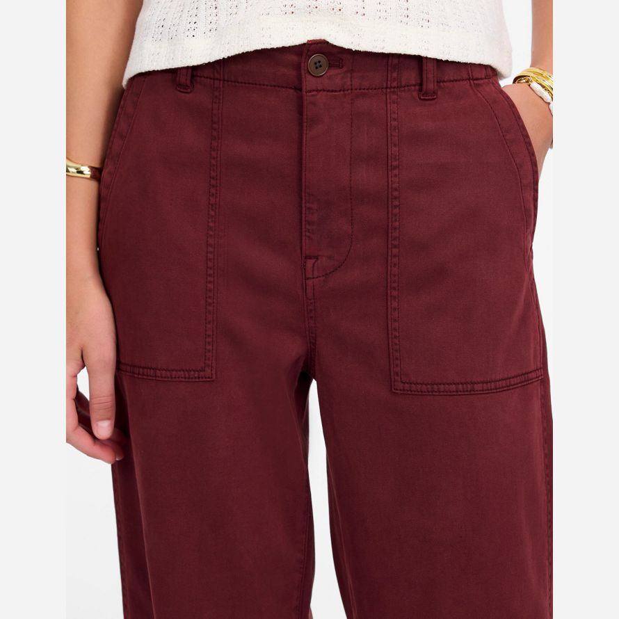 burgundy womens madewell low-slung baggy utility pants