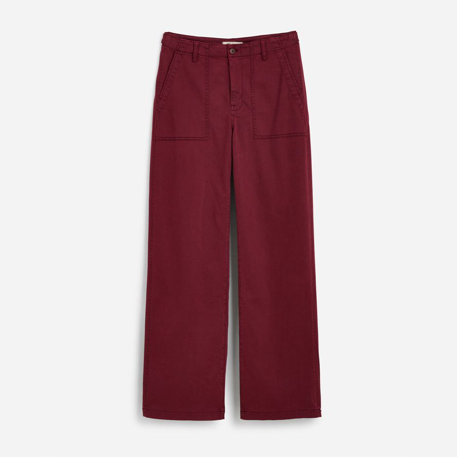 burgundy womens madewell low-slung baggy utility pants