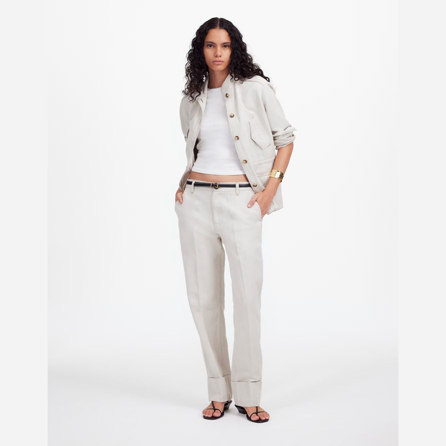 womens madewell the dean easy straight pants white