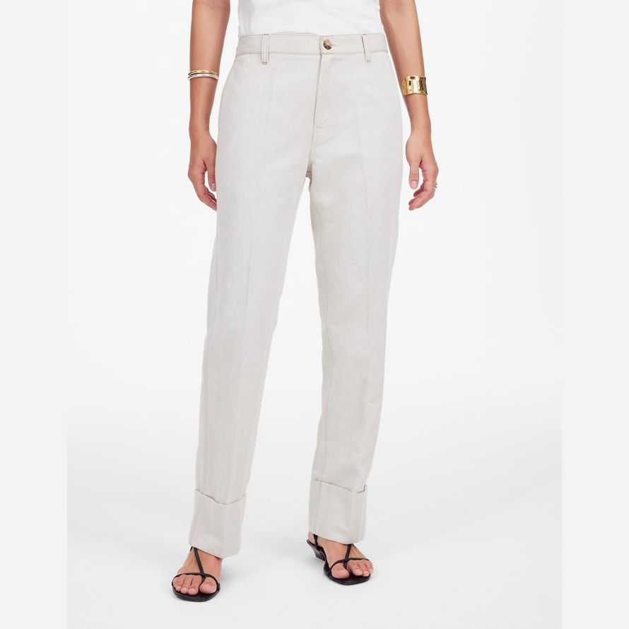 womens madewell the dean easy straight pants white