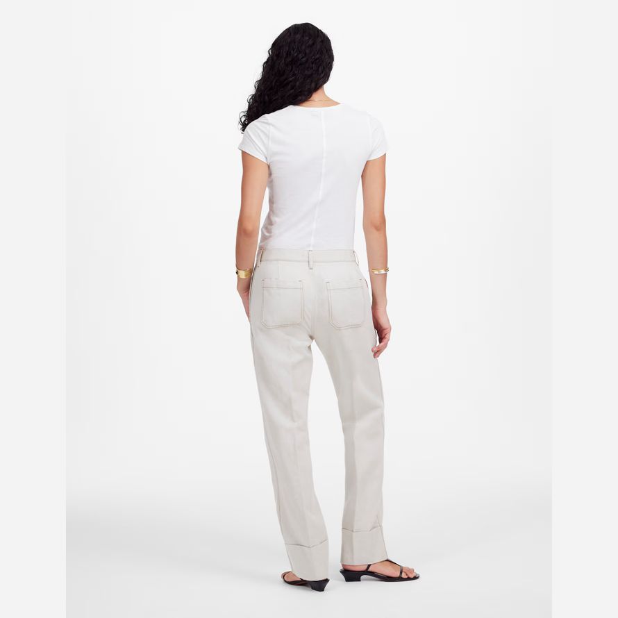 womens madewell the dean easy straight pants white